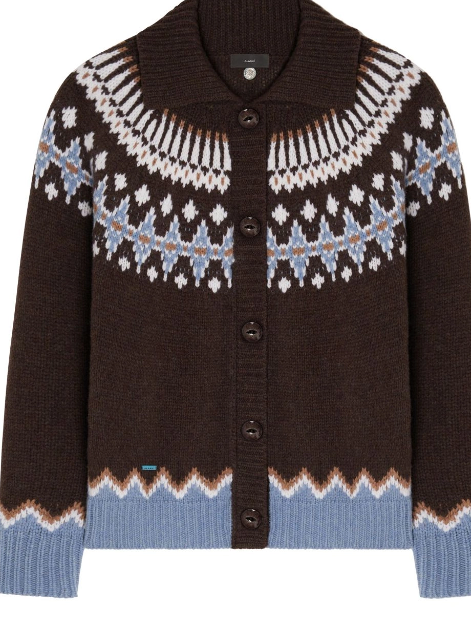 Cheap fair Women isle Alanui wool intarsia coat knit cardi 0628